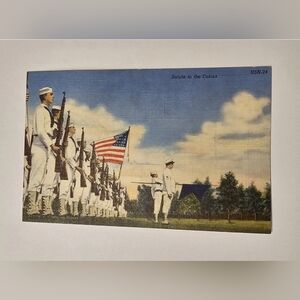 Vintage US Navy Postcard "Salute To The Colors"  Postcard Collectible- Read